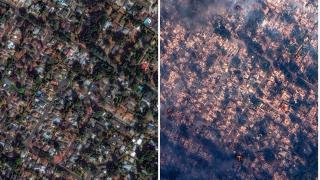 Мащабът на пожара от Космоса: Вижте Лос Анджелис преди и след огъня (снимки)