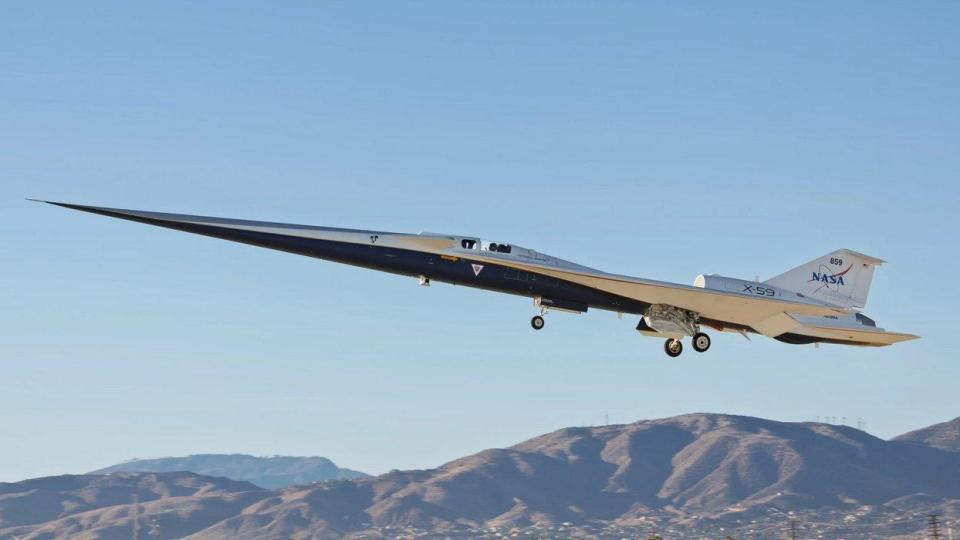 Видео разкрива историческия първи полет на свръхзвуковия Х-59