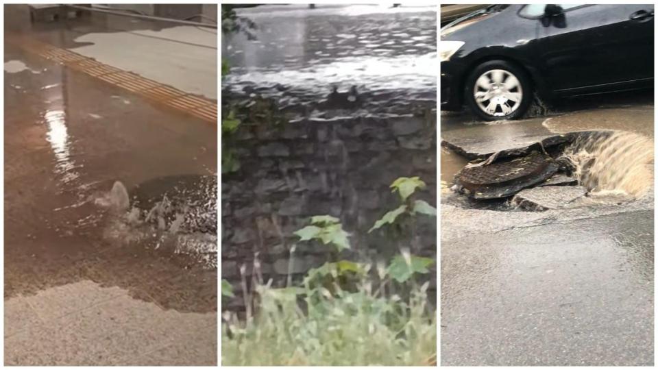 Гейзери в нова метростанция, водопад на Орлов мост, кратер в "Слатина" след бурята (видео)